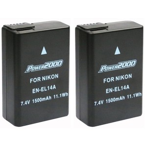 2 Pack Power2000 EN-EL14a Battery for Nikon D3100 D3300 D3400 D5200 D5300 D5500 - Click1Get2 Deals&set=par&price_min=200&sale=mega Discount