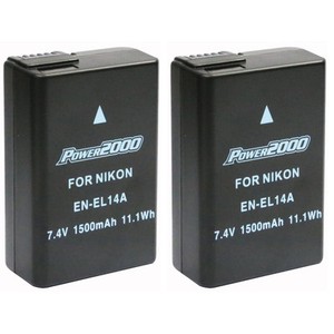 2 Pack Power2000 EN-EL14a Battery for Nikon D3100 D3300 D3400 D5200 D5300 D5500 - Click1Get2 Half Price