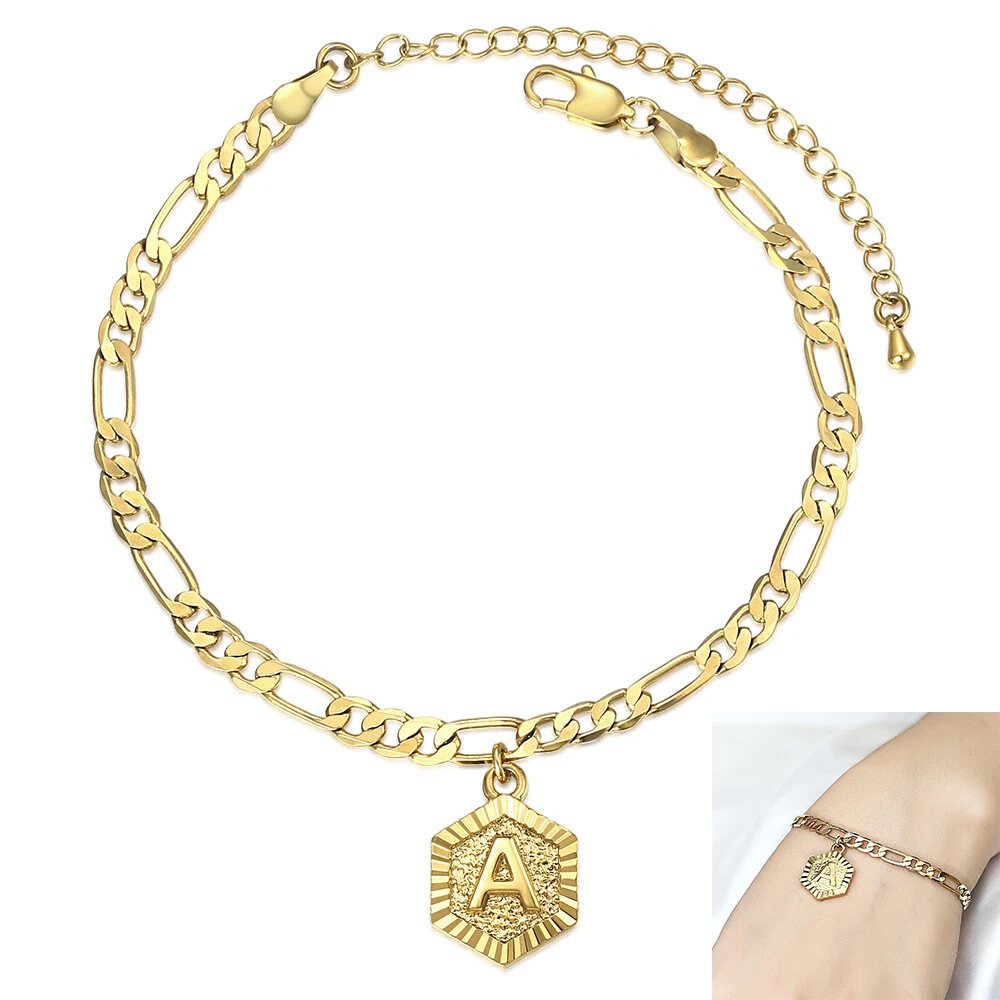 Gold anklet 2024 with initial