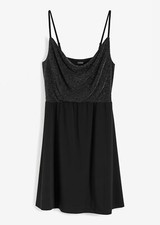 Kleid mit Glitzereffekt Gr. 40/42 Schwarz Silber Abendkleid Mini Party-Dress Neu