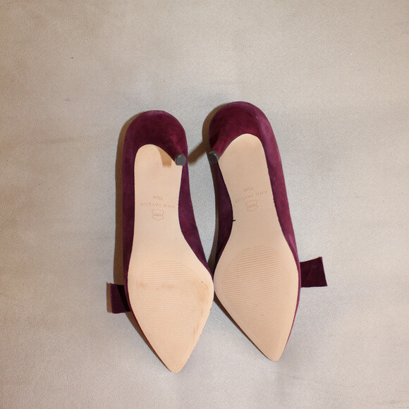 Escarpins Ann Taylor Odette - Daim Vin à Nœud - Talons Hauts - Taille 7.5 US Neufs