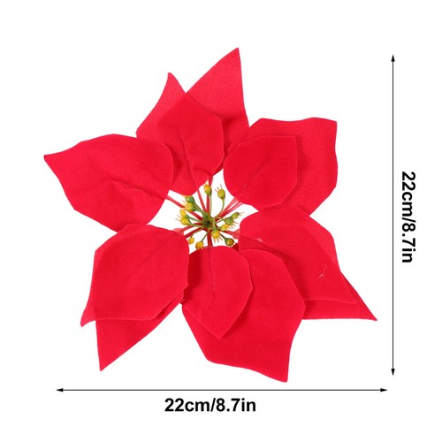 10PCS Berry Picks Faux Poinsettia Realistic Poinsettia Xmas Fake Flower - Picture 3 of 12