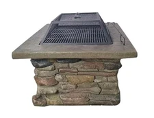 The Cold Remedy Outdoor Wood Fire Pit Table w Cultured Stone