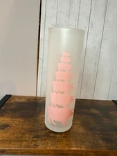 Vintage MCM Frosted Pig Design Iced Tea Tom Collins Glass 7"