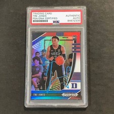 2020-21 Panini Blue White and Red Prizm Draft Picks #77 Tre Jones Signed Card AU