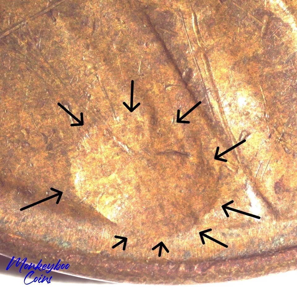 1948 S Lincoln Wheat Cent - Two Large Obverse Strike-Throughs  - Rare Error Coin - Image 4 of 4