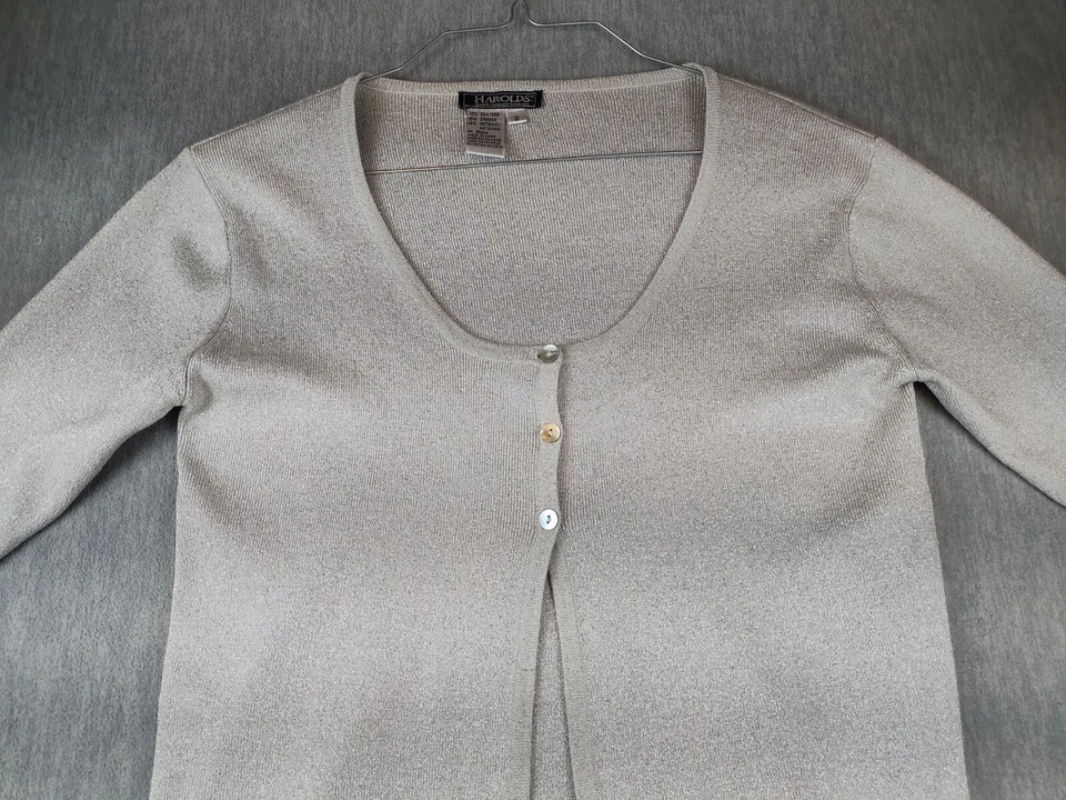 Cárdigan suéter Harolds mezcla de seda para mujer talla pequeña gris metálico elástico Foto 4 de 4