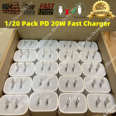 20x Lot 20W USB Type C Power Adapter Fast Charger Cube Block For iPhone Android 