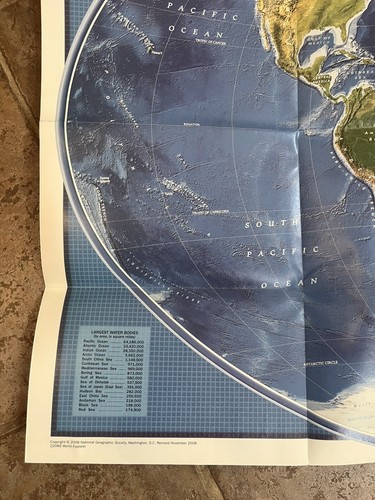 National Geographic Society Map 2008 The World + Satellite View 2-Sided Poster - Picture 16 of 18