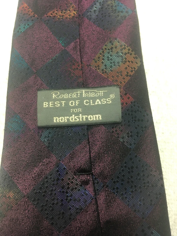 ROBERT TALBOTT CORBATA HOMBRE MORADO CON ORO VERDE AZUL 3,75 X 58 Foto 4 de 4