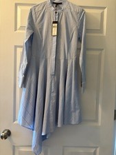 BCBG Max Azria Rayanne Pinstripe Oxford Asymmetrical Dress