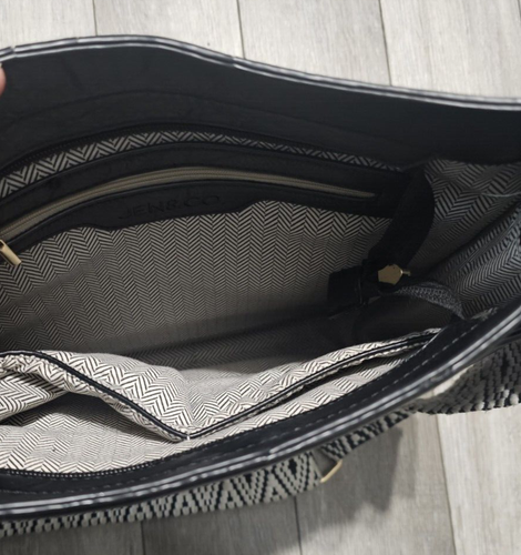 Jen & Co Chloe Crossbody Shoulder Purse Black Guitar Removable Adjustable Strap - Picture 11 of 14