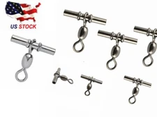 20-60PCs Fishing Crimp Swivel Cross-line Crane Swivel Tackle Connector 3# -3/0#