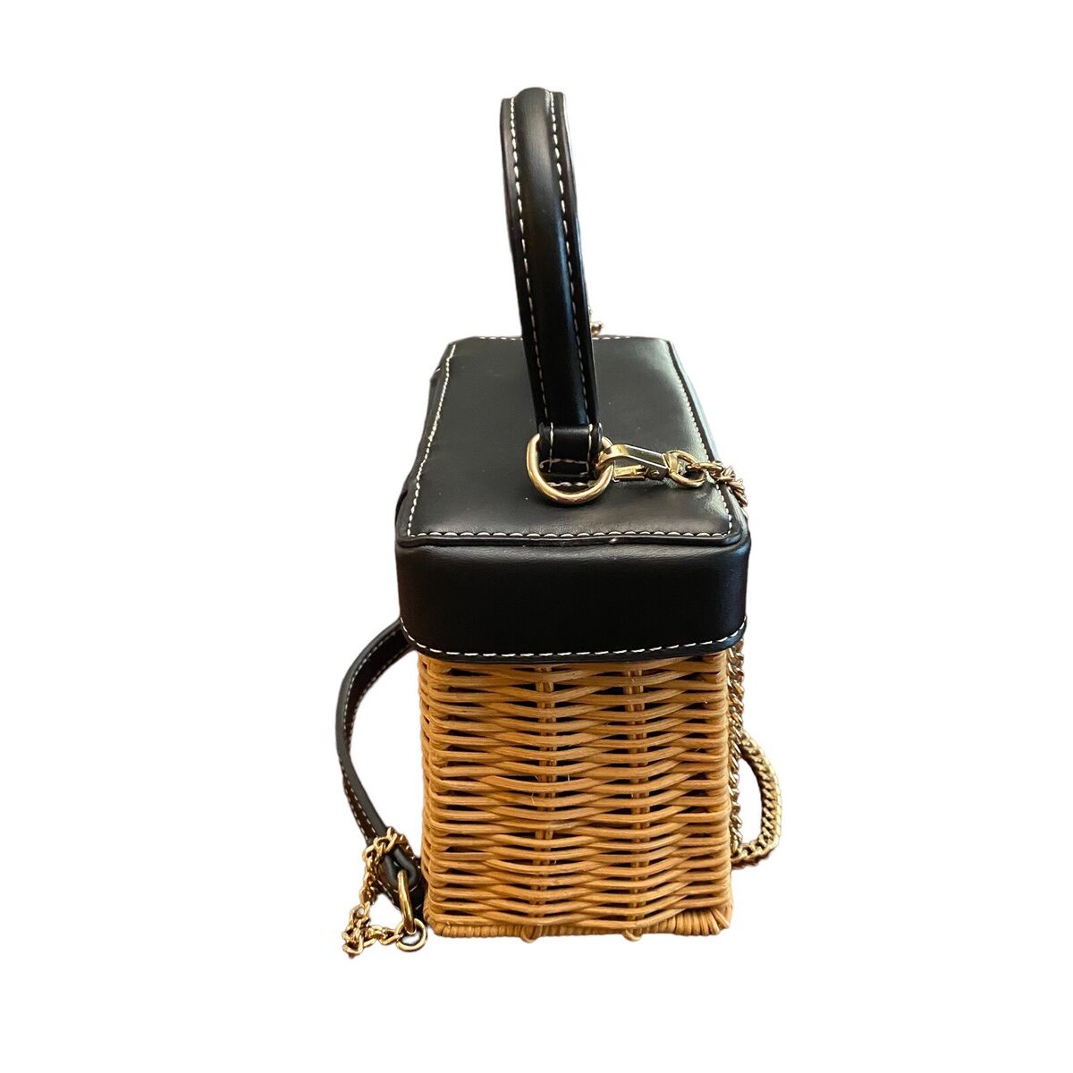 Zara Trapezoidal Bamboo Woven Rattan Wickel Shoulder Zara Trapezoidal Bamboo Woven Rattan Wickel Shoulder