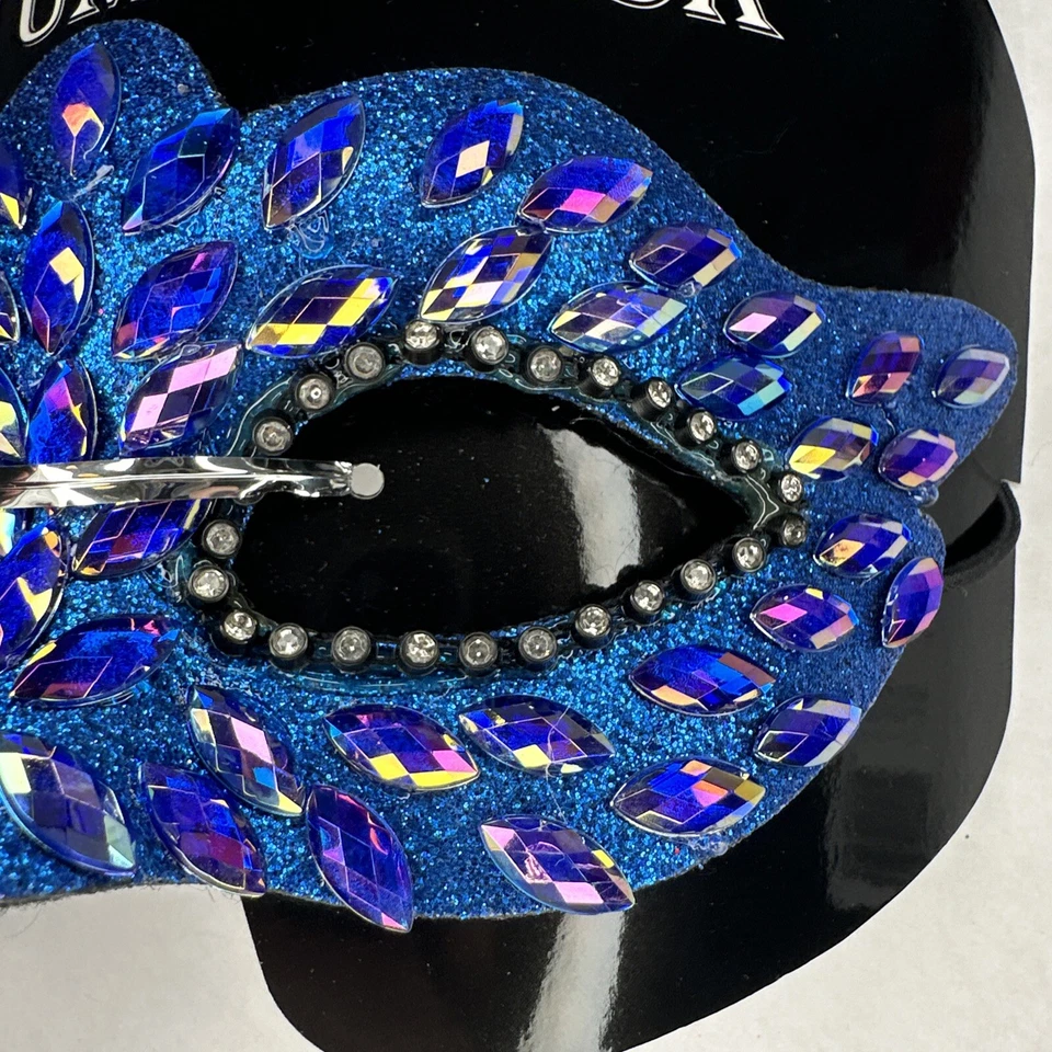 Jacobson Hat Co. Venetian Mask w/Blue & Purple Iridescent Faux Stones Costume - Image 4 of 4