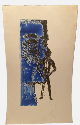 STEVE POMEROY 1986 ABSTRACT MODERNIST FIGURE WITH PORTRAIT STUDY COLORED ETCHING - Afbeelding 11 van 14