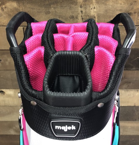 DEMO Majek Premium Ladies Black White Teal Pink Golf Bag 14-way Top 5012-X6T8 - Picture 6 of 13