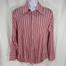 Vtg 70s ENRO Fashion Knits Disco Shirt Large 16.5x34 Triacetate Dagger Collar Re