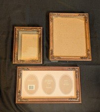 Vintage Victorian Style Solid Wood Rustic Ornate Picture Frames-Set Of 3