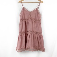 Express Boho Tiered Flowy Tank Dress Mauve Rose Vacation, Size XL