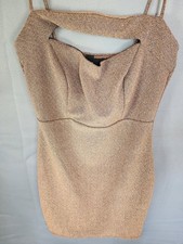 Windsor Metallic Bronze Bodycon Mini Dress with Cowl Neck