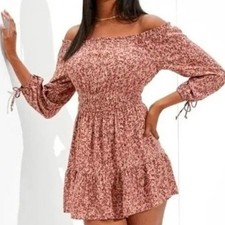 American Eagle Mini Dress Women Small Pink Leopard Boho Chic babydoll cottagecor