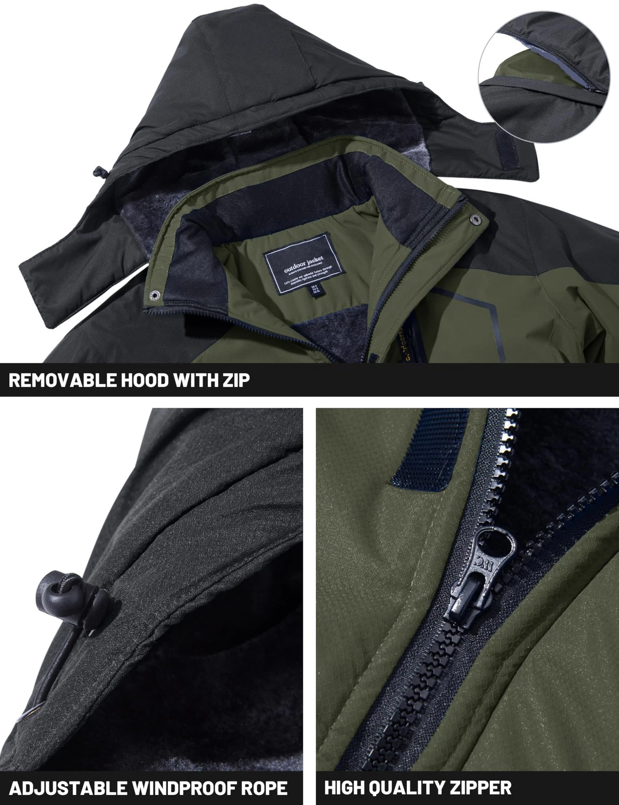TACVASEN Winter Jacket for Men Fleece Lined Skiing Snowboarding Jacket - product detail image 4