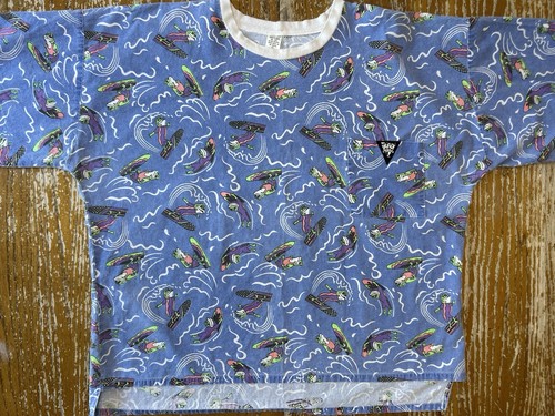 Vintage 80s 90s Frogs Surfing AOP Single Stitch American Apparel T Shirt XL USA