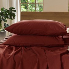 Bedding Pillowcases Pack of 2 100 Washed Cotton Linen Textured Breathable Du...