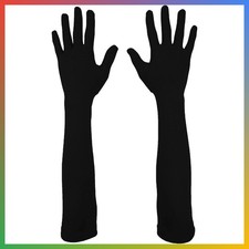 Long Stretchy Spandex Gloves Black 45cm Halloween Cosplay Opera Party