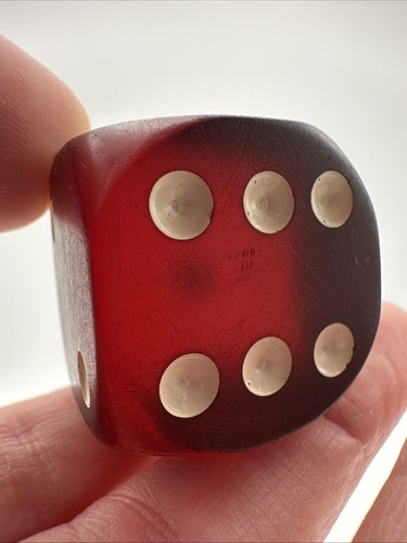 VTG 1 1/8” Large Cherry Red Translucent Bakelite Jumbo Dice / Die 31g 28.5mm