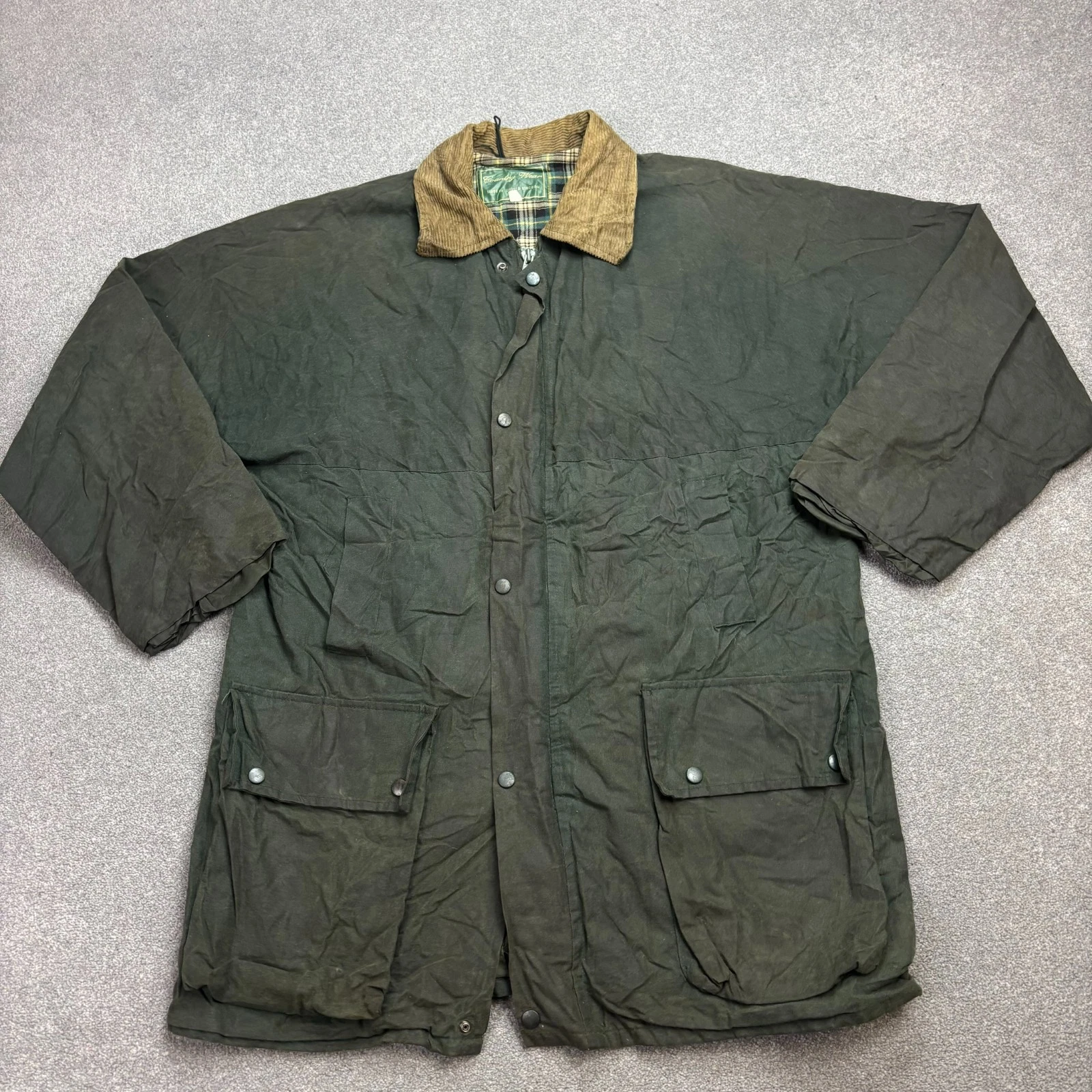 Wax Jacket Adult X Large Green Country Hunting Outdoor Waterproof Lined Men*