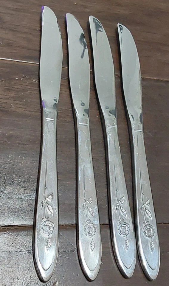Oneida Community My Rose Dinner Knives Lot of 4 - Image 2 of 2