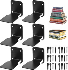 6 Pcs Invisible Floating Bookshelf, Modern Black Floating Shelves for Books Meta