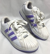 Zapatillas Adidas SuperStar De Colección Puntera Concha Zapatos Blanco Púrpura 3 Rayas Talla 8