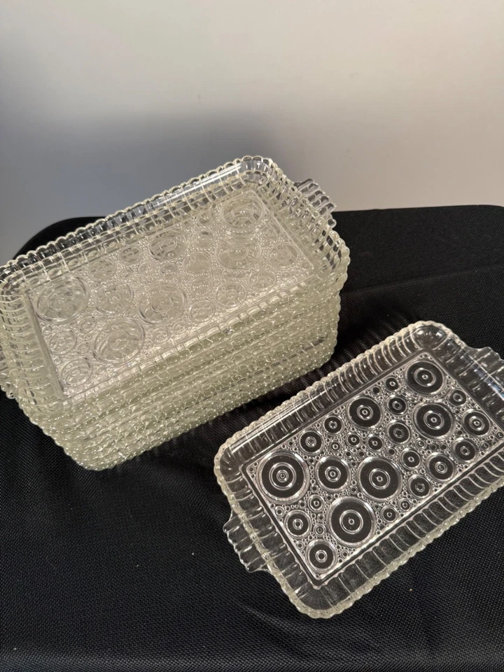 Juego de 10 de colección. Platos rectangulares de vidrio cortado para almuerzo/merienda fiesta en el jardín,... Foto 2 de 2