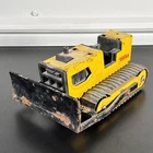 VINTAGE 1970s Pressed Steel TONKA T-6 Construction Bulldozer Orange Toy