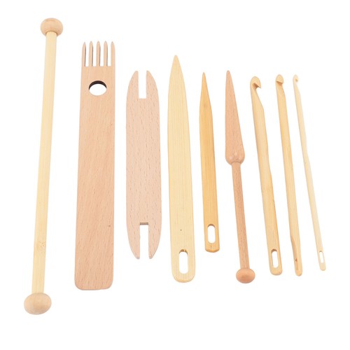 Strumenti per tessitura legno uso flessibile 9 pezzi set bastoncini telaio manuale per fare sciarpa - Foto 10 di 24