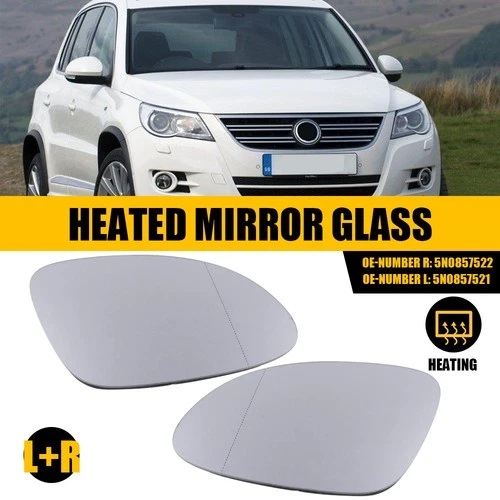 For Volkswagen Tiguan 2009-2017 LH RH Side Heated Mirror Glass w/ Backing Plate