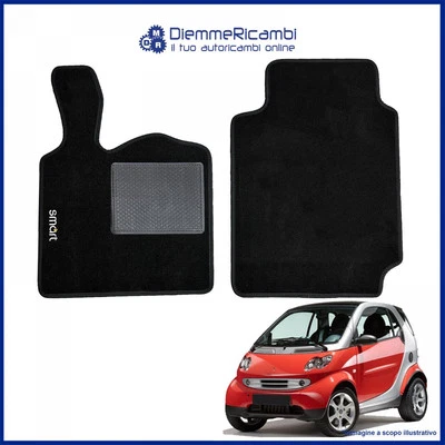W-PARTS SERIE 2 TAPPETI - TAPPETINI IN MOQUETTE NERI PER SMART FORTWO 450 - 2004 ->2007