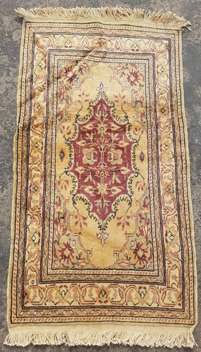 Vintage Hand Made Traditional Rug Epic Oriental Wool Multicolor Carpet 110x60 cm