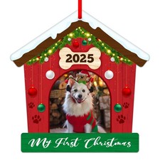 FLYAB Dog Picture Frame Christmas Ornaments 2025 Personalized 3.5" x 3.5", B1