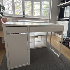 IKEA MICKE White Computer Desk 105x50x75cm 1 Drawer Cupboard Shelves