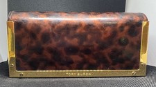 TORY BURCH Tortoiseshell Hard Sunglass/Eyeglass Case with Gold Trim 