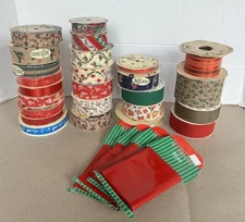 Lot Of 27 Vintage Decor Ribbon Christmas Fabric Ribbon Offray MJ Designs Veltex