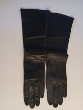 1950s Vintage Black Leather Long Gloves by I Magnin Made in France