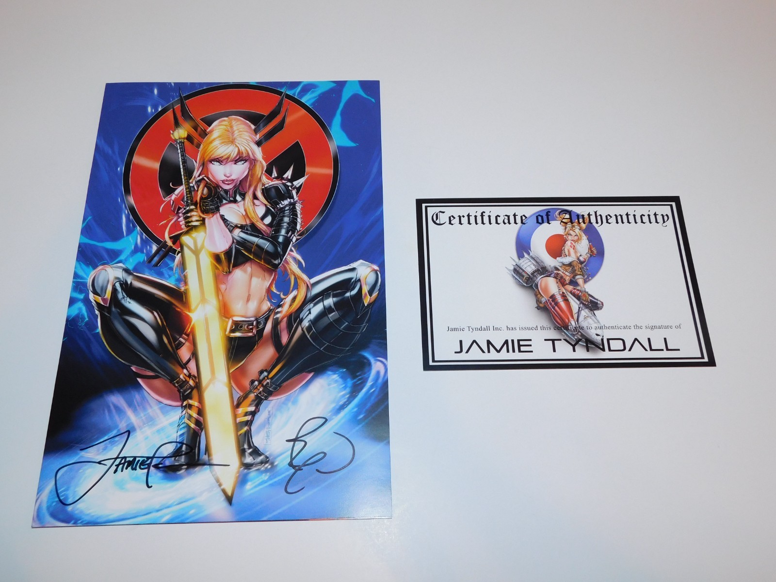 White Widow #6 MAGIK BLUE VARIANT Duel Signed JAMIE TYNDALL BENNY POWELL COA NM
