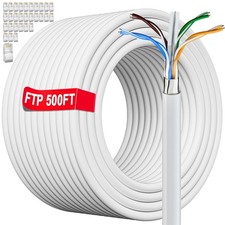 Cat 6 Outdoor Ethernet Cable 500ft Bulk, Waterproof, Shielded, Direct Burial,...