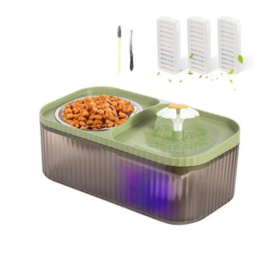 Cat Water Fountain and Stainless Steel Food Bowl, 100oz/3L Super Quiet Automatic