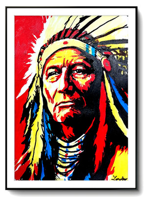 LOVELESS  - SPIRIT CHIEF 11 X 15 acrylic on paper for rustic decor COA